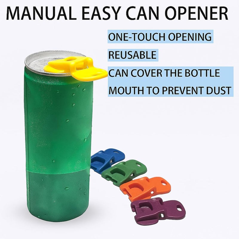 kookkit 6PCS Colorful Can Tab Openers & Leak-Proof Drink Covers – One-Hand Soda Can Opener and Reusable Protector Caps for Coke, Beer, Soda, and Aluminum Cans - Image 4